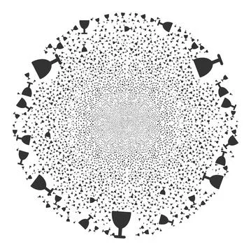 Wine Glass Icon Mosaic Exploding Spheric Cluster Stock Illustration