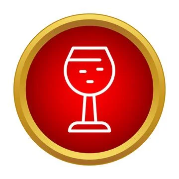 Wine glass icon on red button symbolizing celebration Stock Illustration