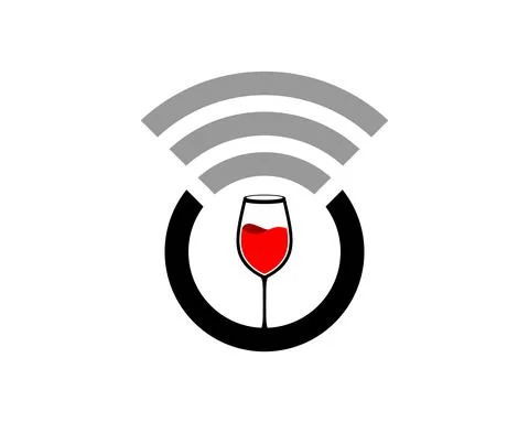 Wine glass inside the circle network connection Stock Illustration