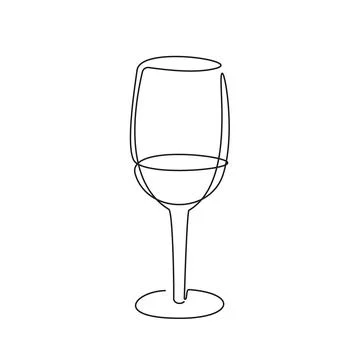 Wine glass line vector. Continuous black one line drawing. Vector illustration Stock Illustration