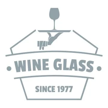 Wine glass logo, simple gray style Stock Illustration