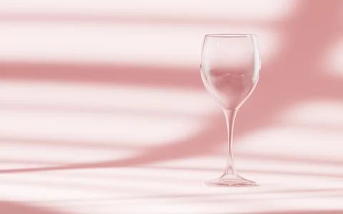 Wine glass in the pink background, 3d rendering. Stock Illustration