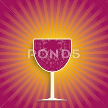 Wine glass retro shine Stock Illustration
