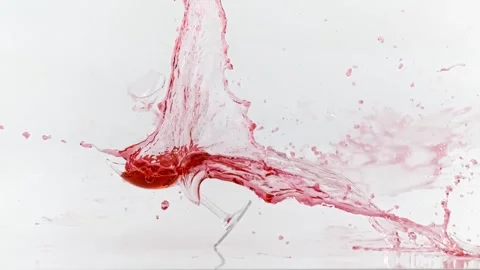 Wine glass shattering on white background capturing dynamic liquid splash i.. Stock Footage 337352119
