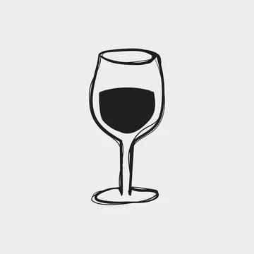 Wine glass sits on a table with dark liquid inside during a quiet evening g.. Stock Illustration