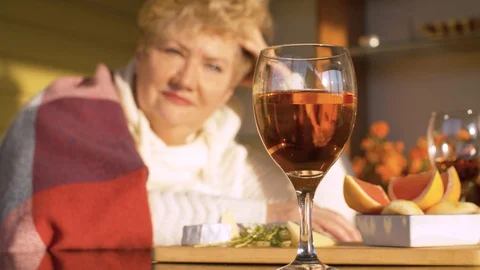 Wine glass on the table Stock Footage 129387450