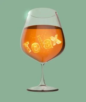 Wine glass with text ice cube Stock Illustration