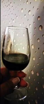 Wine Glass with Wall Pattern Stock Photos