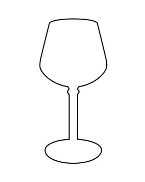 Wine glass - white linear vector illustration for coloring, white silhouette. Stock Illustration