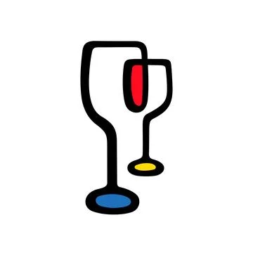 Wine glasses. Abstract continuous line artistic illustration. Stock Illustration