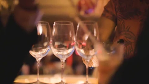 Wine Glasses at Bar Stock Footage 104047557
