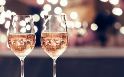 Wine glasses on a bar..... Stock Photos