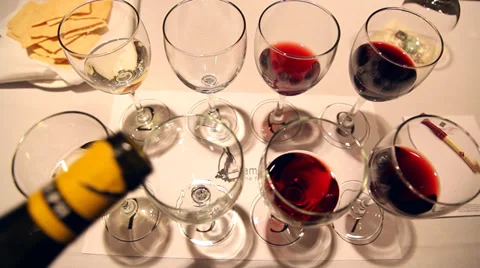Wine glasses fill above Stock Footage 35761496