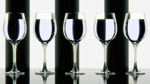 Wine glasses filled with water. Loop video Video stock 243472484