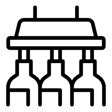 Wine glasses hanging from ceiling rack minimalist line art icon Stock Illustration