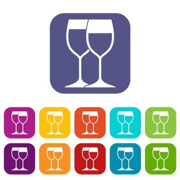 Wine glasses icons set Illustrazione stock