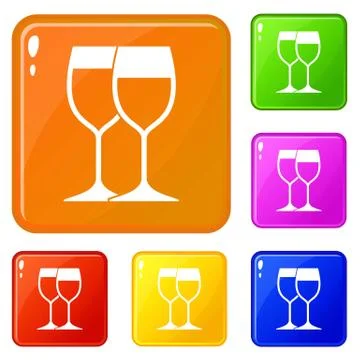 Wine glasses icons set vector color Stock Illustration