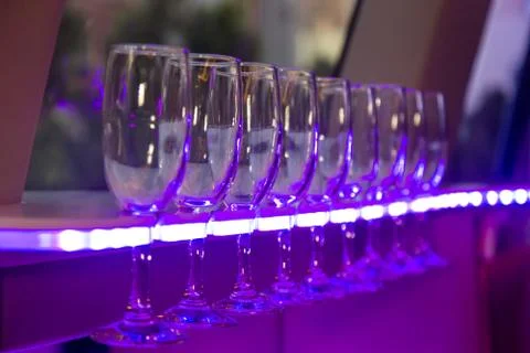 Wine glasses in the limmusine with backlight Stock Photos
