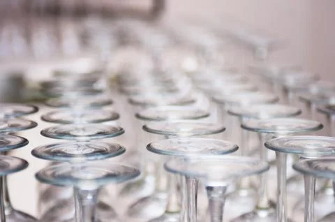 Wine glasses lined up Stock Photos