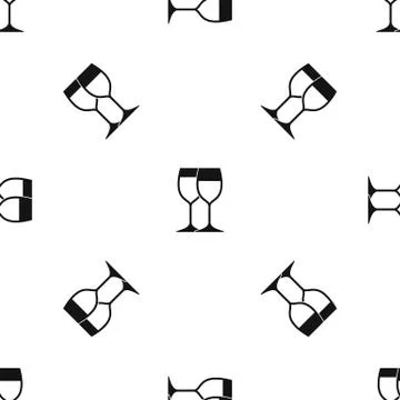 Wine glasses pattern seamless black Stock Illustration