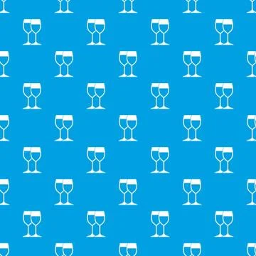Wine glasses pattern seamless blue Stock Illustration