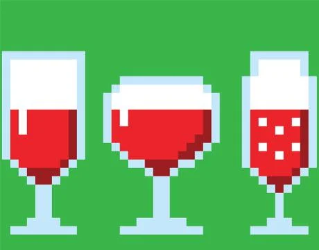 Wine glasses in pixel art style Stock Illustration