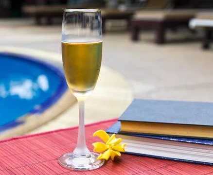 Wine glasses at the pool Stock Photos