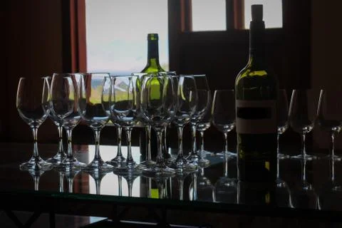 Wine glasses presented for a tasting Foto stock