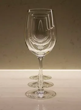Wine glasses in a row creating a visual effect Stock Photos
