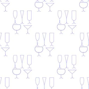 Wine Glasses Seamless Pattern Stock Illustration