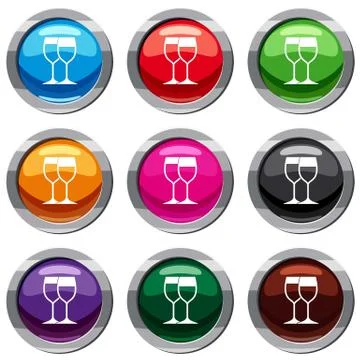 Wine glasses set 9 collection 스톡 일러스트