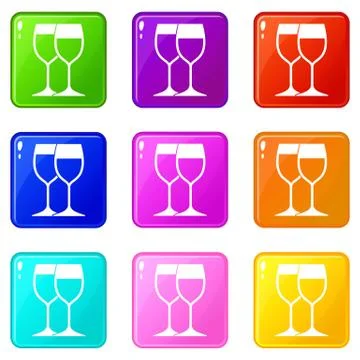 Wine glasses set 9 Illustrazione stock