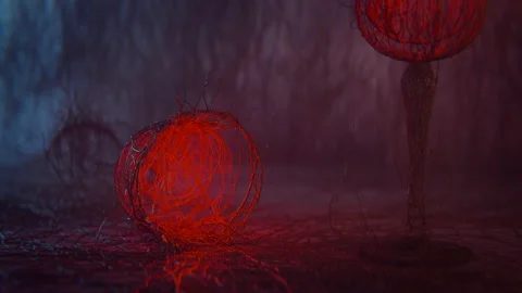Wine Glasses Shape From Ivy Drawing Zoom Out. Dark Scene Goth Scene. Stock Footage 225879744