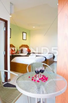 Wine glasses on the table Stock Photos