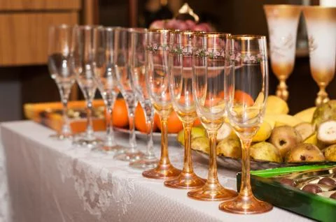 Wine glasses on the table Stock Photos