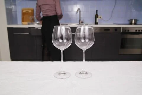 Wine glasses on the table Stock Photos