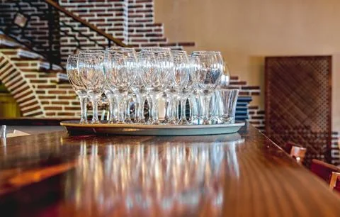 Wine glasses on the table Stock Photos