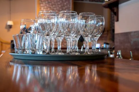 Wine glasses on the table Stock Photos