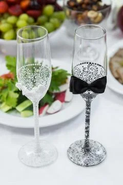 Wine glasses on the table Stock Photos