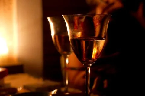 Wine Glasses on Table Stock Photos