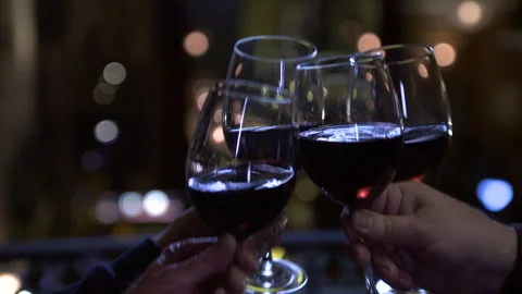 Wine glasses toast Stock Footage 247107992