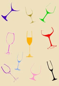Wine glasses. Vector illustration on the background Stock Illustration