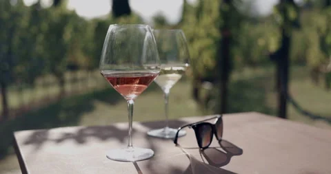 Wine Glasses in a Vineyard Video stock 239695308