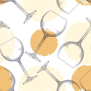 Wine glassware seamless pattern. Alcoholic beverage glasses design. Stock Illustration