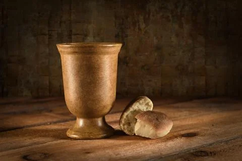 Wine Goblet and Bread Stock Photos