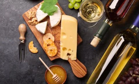 Wine, grape, cheese Stock Photos