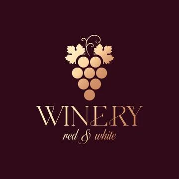 Wine Grape Logo Red And White Luxury Wine Winery Stock Illustration