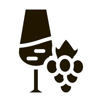 Wine with grapes icon Vector Glyph Illustration Stock Illustration