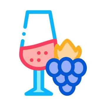 Wine with grapes icon vector outline illustration Stock-Illustration