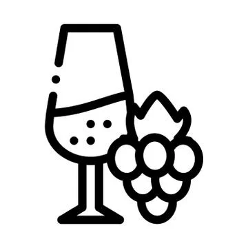 Wine with grapes icon vector outline illustration Stock-Illustration
